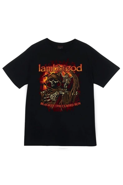 fame-stoned Lamb Of God Baskılı Unisex %100 Pamuk Siyah T-shirt ürün görseli 1