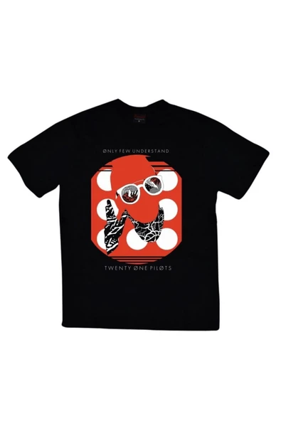 fame-stoned  Twenty One Pilots Baskılı Unisex %100 Pamuk Siyah T-shirt ürün görseli 1