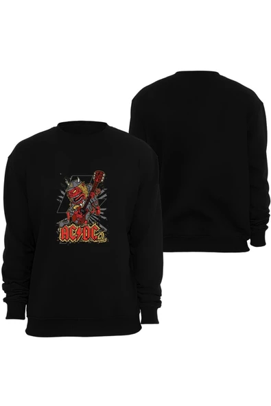fame-stoned Acdc Baskılı Unisex Bisiklet Yaka Sweatshirt ürün görseli 1