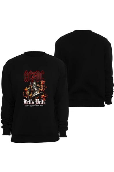 fame-stoned Acdc Baskılı Unisex Bisiklet Yaka Sweatshirt ürün görseli 1