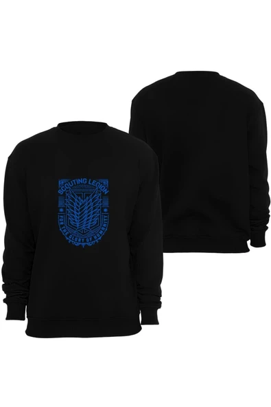 fame-stoned Attack On Titan Anime Baskılı Bisiklet Yaka Sweatshirt ürün görseli 1