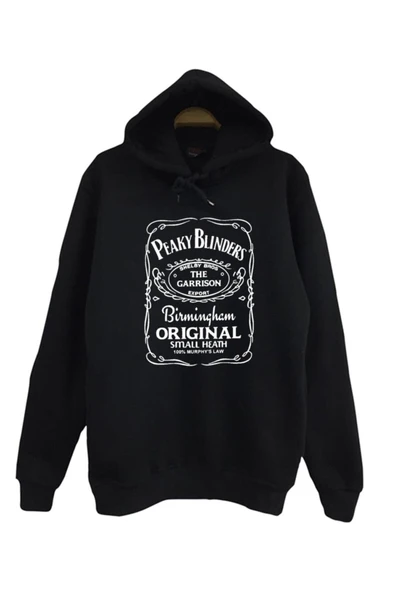 fame-stoned Siyah Peaky Blinders Baskılı Kapüşonlu Sweatshirt ürün görseli 1