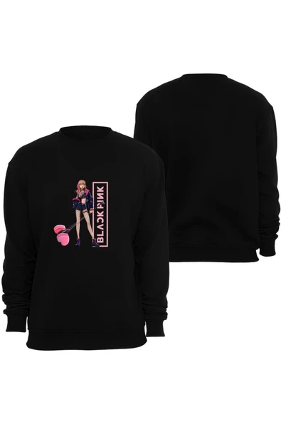 fame-stoned Blackpink ( Kpop , Black Pink ) Baskılı Bisiklet Yaka Sweatshirt ürün görseli 1