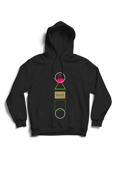 fame-stoned Squid Game Dizi Baskılı Kapüşonlu Sweatshirt ürün görseli 1