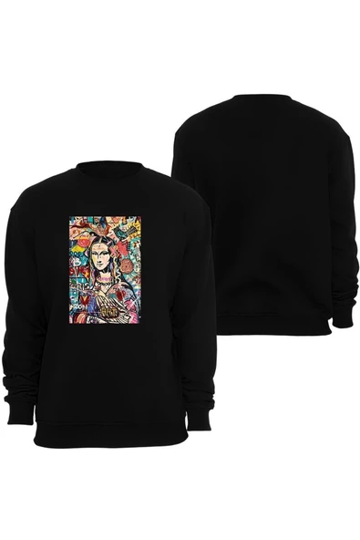 fame-stoned Leonardo Da Vinci - Mona Lisa Baskılı Unisex Bisiklet Yaka Sweatshirt ürün görseli 1