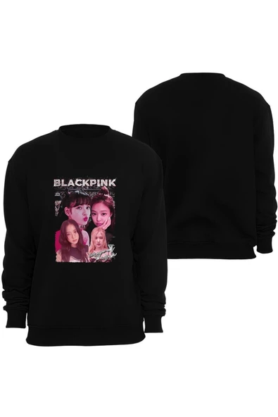 fame-stoned Blackpink ( Kpop , Black Pink ) Baskılı Bisiklet Yaka Sweatshirt ürün görseli 1