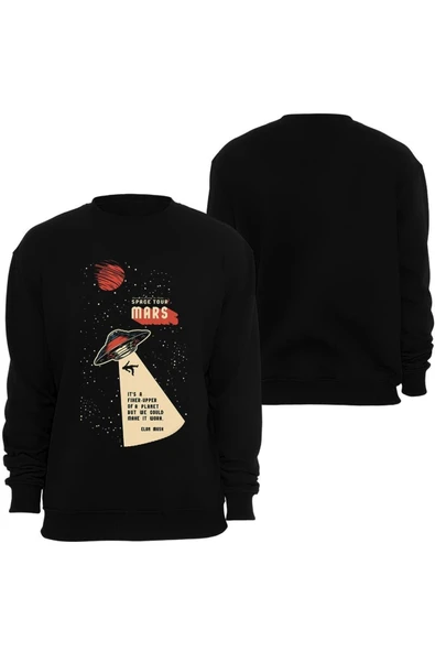 fame-stoned Elon Musk Baskılı Özel Tasarım Unisex Bisiklet Yaka Sweatshirt ürün görseli 1