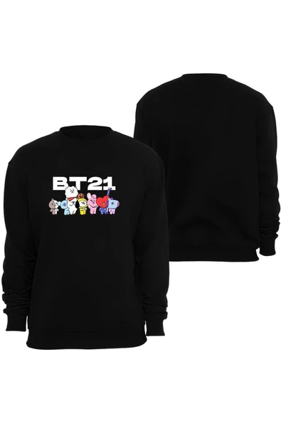 fame-stoned Bt21 Bts Anime Baskılı Bisiklet Yaka Sweatshirt ürün görseli 1