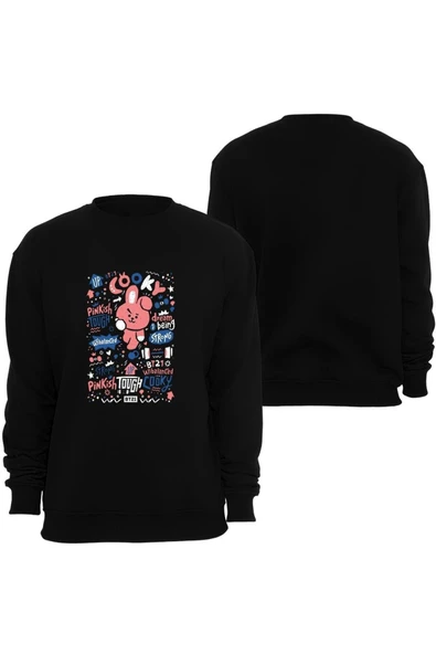 fame-stoned Bt21 Bts Anime Baskılı Bisiklet Yaka Sweatshirt ürün görseli 1