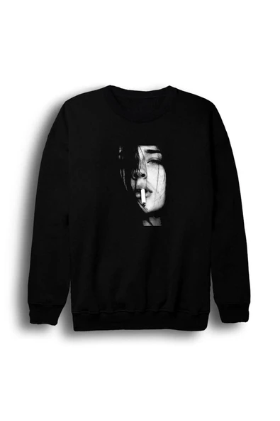 fame-stoned Kadın Baskılı Bisiklet Yaka Sweatshirt ürün görseli 1