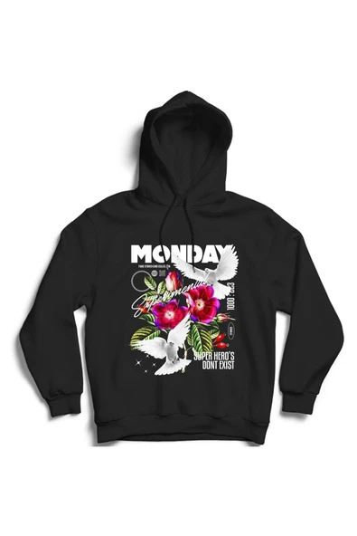 fame-stoned Kuş Ve Çiçek Baskılı Kapşonlu Sweatshirt ( Fame Stoned Gang Collection New Season Hoodie ) ürün görseli 1