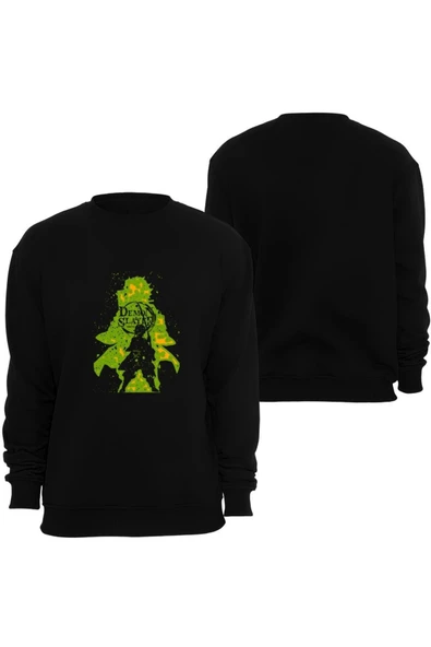 fame-stoned Demon Slayer Anime Baskılı Bisiklet Yaka Sweatshirt ürün görseli 1