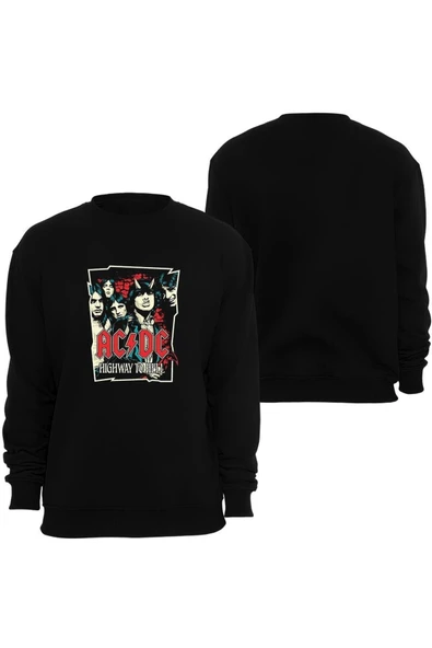 fame-stoned Acdc Baskılı Unisex Bisiklet Yaka Sweatshirt ürün görseli 1