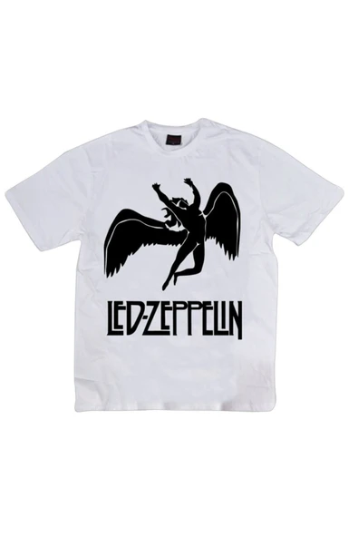 fame-stoned  Unisex Beyaz Led Zeppelin Baskılı T-shirt ürün görseli 1