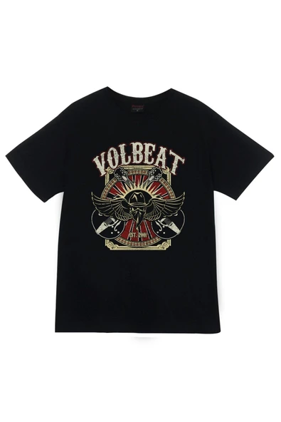 fame-stoned Volbeat Baskılı Unisex %100 Pamuk Siyah T-shirt ürün görseli 1