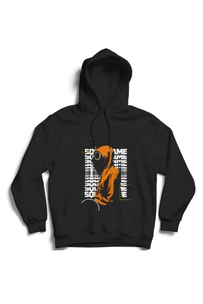 fame-stoned Squid Game Dizi Baskılı Unisex Kapüşonlu %100 Pamuk Sweatshirt ürün görseli 1