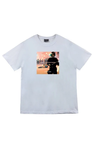 fame-stoned Placebo Baskılı Unisex %100 Pamuk Beyaz T-shirt ürün görseli 1