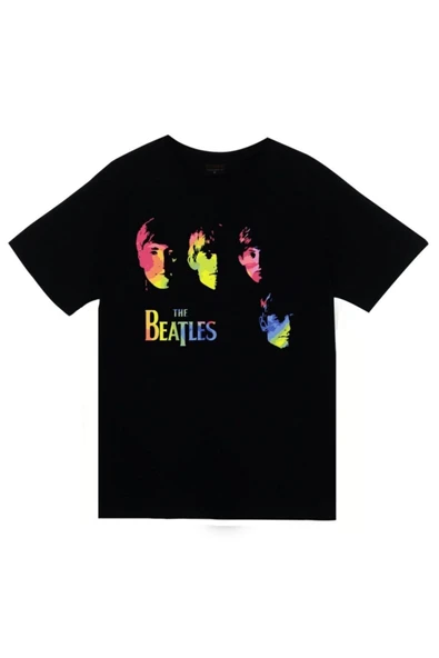 fame-stoned  The Beatles Baskılı Unisex %100 Pamuk Siyah T-shirt ürün görseli 1