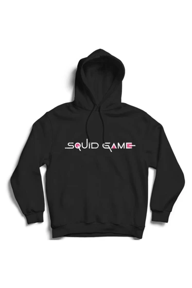 fame-stoned Squid Game Dizi Baskılı Unisex Kapüşonlu %100 Pamuk Sweatshirt ürün görseli 1