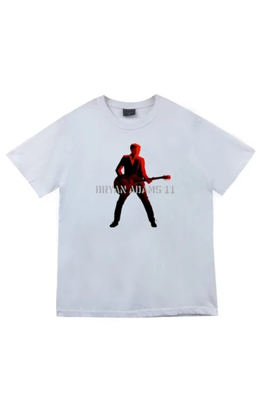 fame-stoned  Bryan Adams Baskılı Unisex %100 Pamuk Beyaz T-shirt ürün görseli 1