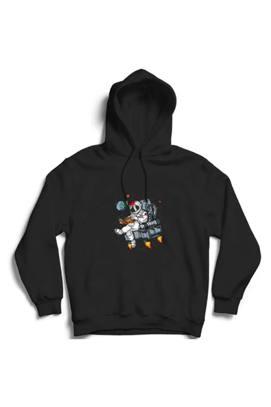 fame-stoned Erkek  Siyah Be Brave Baskılı Kapüşonlu Sweatshirt ürün görseli 1