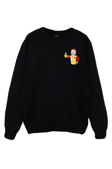 fame-stoned Unisex Siyah Baskılı Bisiklet Yaka Sweatshirt ürün görseli 1