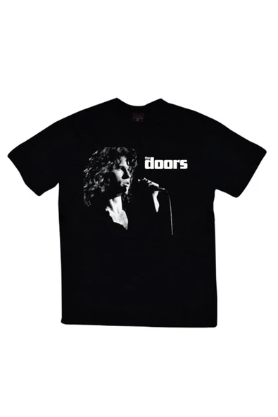fame-stoned  The Doors Baskılı Unisex %100 Pamuk Siyah T-shirt ürün görseli 1