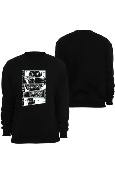 fame-stoned Hunter Anime Baskılı Bisiklet Yaka Sweatshirt ürün görseli 1
