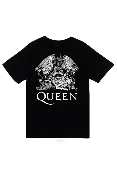 fame-stoned Queen Baskılı Unisex %100 Pamuk Siyah T-shirt ürün görseli 1