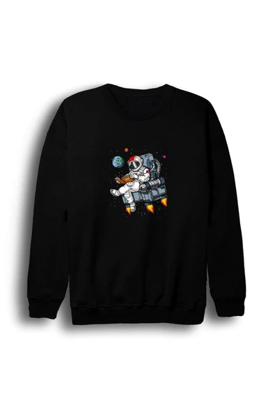 fame-stoned Unisex Siyah Be Brave Baskılı Bisiklet Yaka Sweatshirt ürün görseli 1