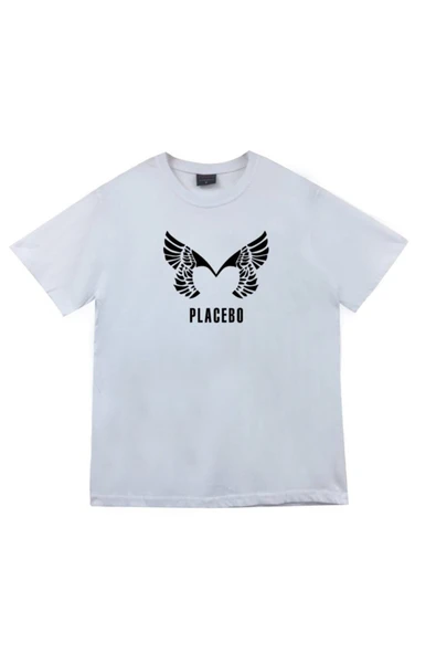 fame-stoned  Placebo Baskılı Unisex %100 Pamuk Beyaz T-shirt ürün görseli 1