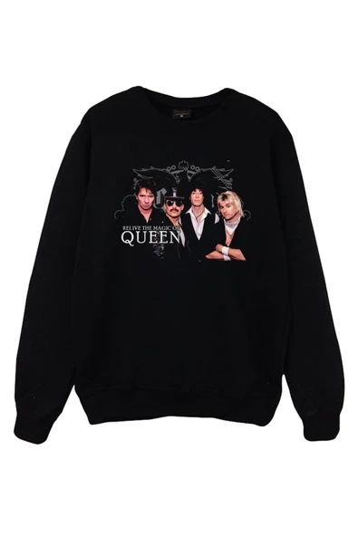 fame-stoned Erkek Siyah Queen Sweatshirt ürün görseli 1