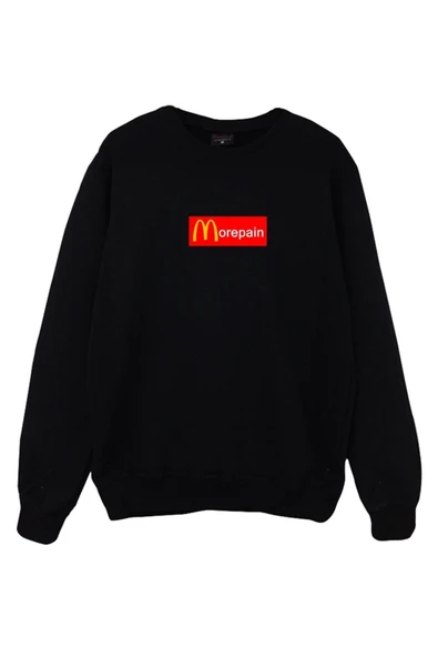 fame-stoned More Pain Baskılı Bisiklet Yaka Sweatshirt ürün görseli 1