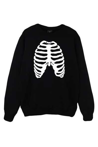 fame-stoned Iskelet Rib Cage Kurukafa Baskılı Sweatshirt ürün görseli 1