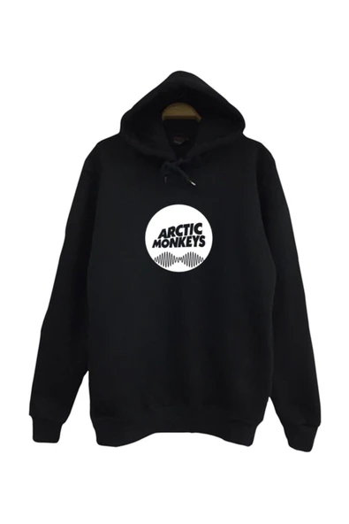 fame-stoned Arctic Monkeys Baskılı Kapüşonlu Unisex %100 Pamuk Siyah Sweatshirt ürün görseli 1