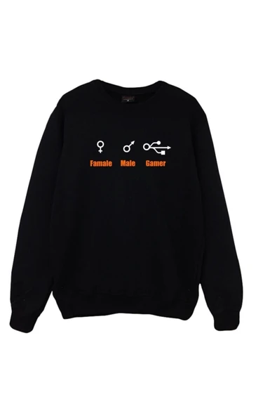 fame-stoned Famale Male Gamer Baskılı Sweatshirt ürün görseli 1