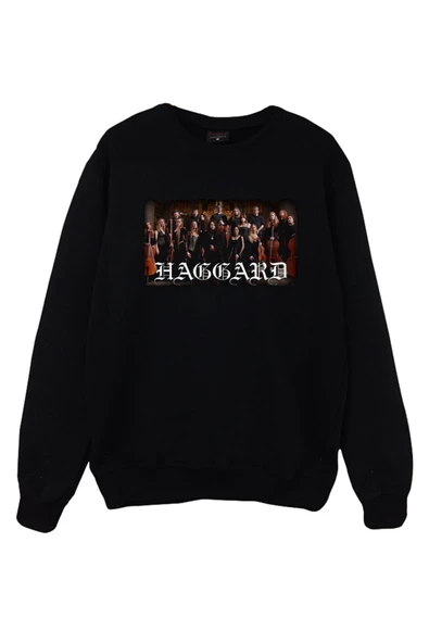 fame-stoned Haggard Baskılı Unisex %100 Pamuk Siyah Bisiklet Yaka Sweatshirt ürün görseli 1