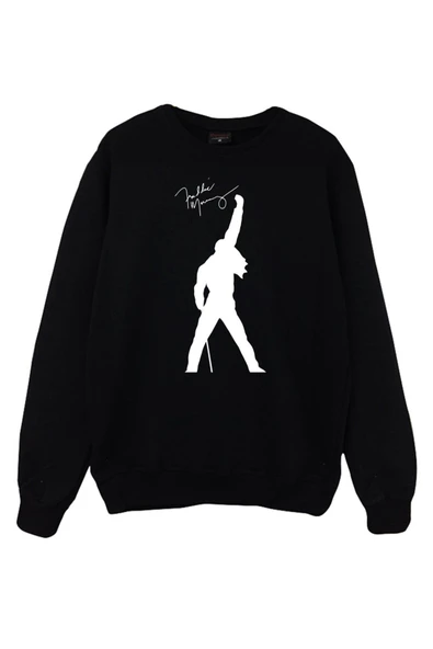 fame-stoned Erkek Siyah Bisiklet Yaka Queen Baskılı Sweatshirt ürün görseli 1
