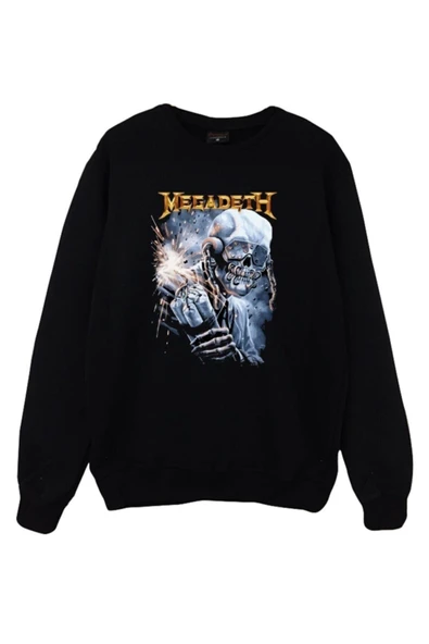 fame-stoned Unisex Siyah Megadeth Baskılı Sweatshirt ürün görseli 1