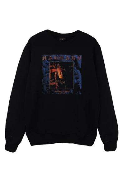 fame-stoned Haggard Baskılı Unisex %100 Pamuk Siyah Bisiklet Yaka Sweatshirt ürün görseli 1