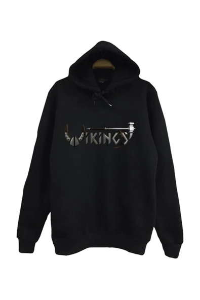 fame-stoned Vikings Baskılı Kapüşonlu Sweatshirt ürün görseli 1