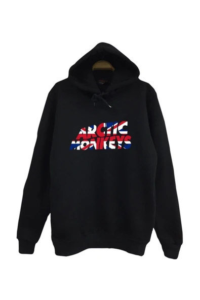 fame-stoned Arctic Monkeys Baskılı Kapüşonlu Unisex %100 Pamuk Siyah Sweatshirt ürün görseli 1