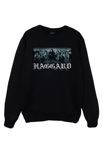 fame-stoned Haggard Baskılı Unisex %100 Pamuk Siyah Bisiklet Yaka Sweatshirt ürün görseli 1