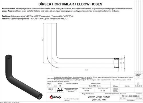Ibras 65405  Dirsek Hortumu Q 28Mm 15Cmx25Cm ürün görseli 1