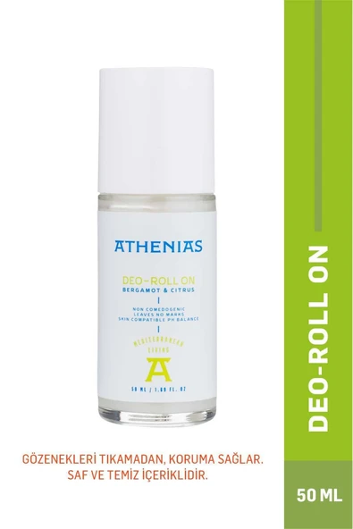 ATHENİAS Bergamot & Citrus Deodorant Roll On Koltuk Altı Tıkamaz Aluminyum Içermez 50 ml ürün görseli 1