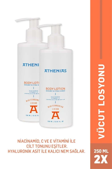 ATHENİAS 2'li Athenias Niacinamide, E Ve C Vitaminli Vücut Losyonu 250 ml Uzun Süre Nem Cilt Tonu Eşitleyici ürün görseli 1