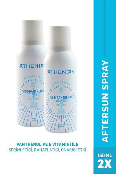 ATHENİAS Panthenol Spray Güneş Sonrası E Vit. ve Aloe Vera Kızarık Karşıtı Aftersun 150mlx2 Adet ürün görseli 1