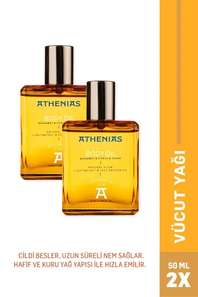 ATHENİAS 2!li Athenias Yüz Ve Vücut Yağı 50 ml 21 Çeşit Organik Yağ Ve Ekstrakt Nemlendirici Doğal Parlaklık ürün görseli 1
