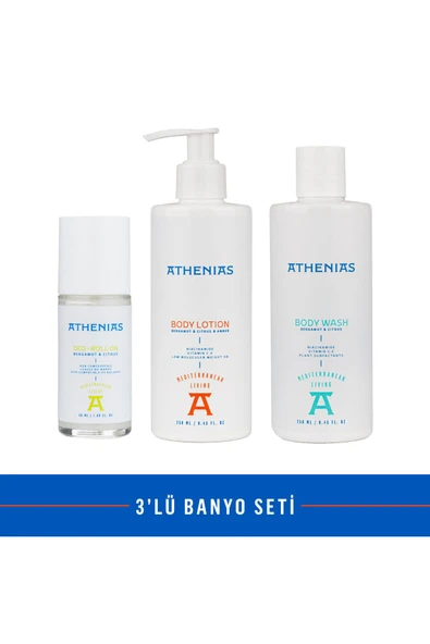 ATHENİAS 3'lü Banyo Seti Body Wash + Body Lotion + Deo Roll On ürün görseli 1