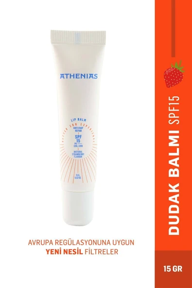 ATHENİAS Lip Balm Anti Chap 15 gr Spf15 Organik Çilek Aromalı Dudak Bakımı Çatlak Karşıtı ürün görseli 1